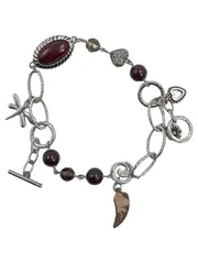 Vorschaubild 1 von Damen Armband Edelstahl Silber Perlen Herz Charm Bohemian Casual