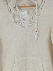 Vorschaubild 3 von Damen Kapuzenpullover Gr. S/36 Beige Spitze Hoodie