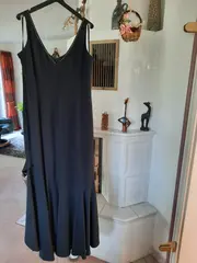 Vorschaubild 2 von Damen Abendkleid Gr. 38 Schwarz Elegant Maxikleid Strass Rüschen