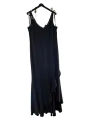 Vorschaubild 1 von Damen Abendkleid Gr. 38 Schwarz Elegant Maxikleid Strass Rüschen