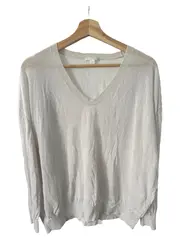 Vorschaubild 2 von Damen Pullover V-Ausschnitt Gr. 38/M Beige Minimalistisch Casual