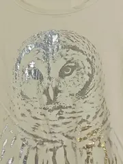 Vorschaubild 3 von Damen T-Shirt Gr. 38/M Beige Eulenprint Kurzarm Casual