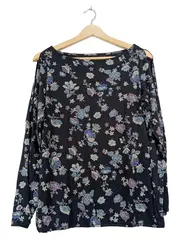 Vorschaubild 1 von Damen Langarmshirt Gr. 38 M Blumenmuster Cold Shoulder Casual