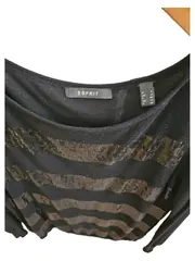 Vorschaubild 2 von Damen Pullover Schwarz Gr. 36 S Pailletten Gestreift Langarm