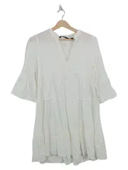 Vorschaubild 1 von Damen Freizeitkleid Gr. 38/M Weiß Casual Baumwolle