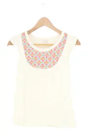 Vorschaubild 1 von Damen Bluse 32/XXS Beige Bohemian Stickerei Kurzarm