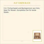 Vorschaubild 3 von Schachspiel Backgammon Holz Klappbar Brettspiel Reise Spielset