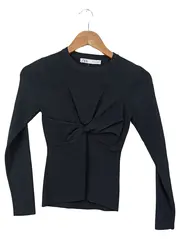 Vorschaubild 1 von Damen Langarmshirt Schwarz Gr. 36/S Rippstrick Raffungen Casual