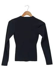 Vorschaubild 2 von Damen Langarmshirt Schwarz Gr. 36/S Rippstrick Raffungen Casual