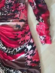 Vorschaubild 6 von Damen Cocktailkleid Gr. 36 S Rot Glamourös Schmetterlingsprint