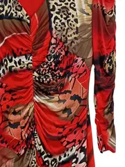 Vorschaubild 2 von Damen Cocktailkleid Gr. 36 S Rot Glamourös Schmetterlingsprint