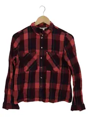 Vorschaubild 1 von Damen Hemdbluse Gr. XS/32 Rot Kariert Langarm Baumwolle