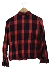 Vorschaubild 2 von Damen Hemdbluse Gr. XS/32 Rot Kariert Langarm Baumwolle