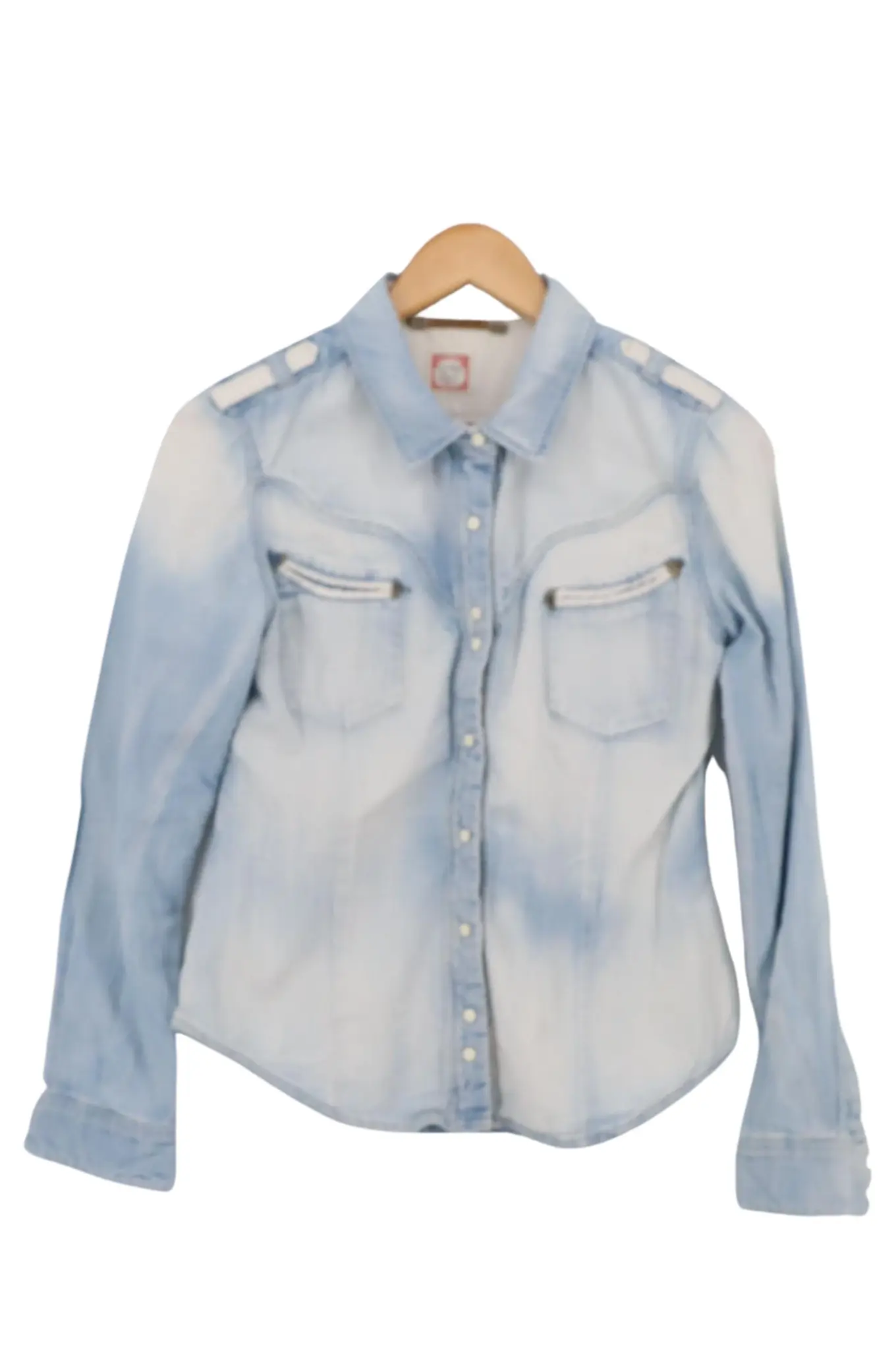 TIGERHILL Damen Hemdbluse Jeanshemd Gr. 36/S Blau Casual Langarm Baumwolle