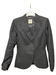 Vorschaubild 1 von Blazer Damen Schwarz Uni Baumwolle Gr. 34 Business Langarm