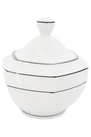 Vorschaubild 1 von Zuckerdose Porzellan Weiß Elegant Klassisch Gestreift