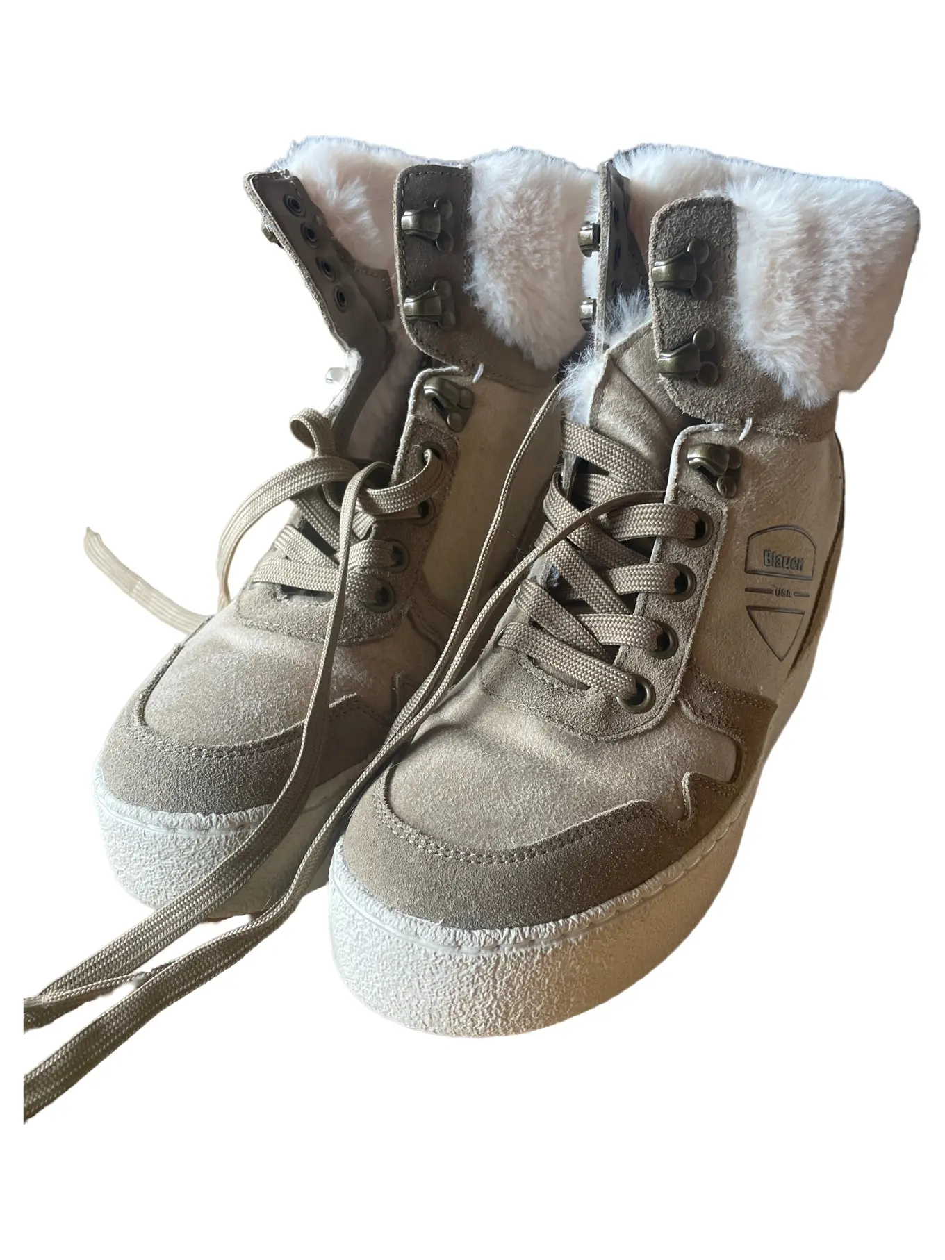 BLAUER Damen Sneaker high 37 Braun Casual Fellbesatz Winter