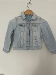 Vorschaubild 2 von Jeansjacke Kinder Blau Gr. 128 Baumwolle Casual Langarm