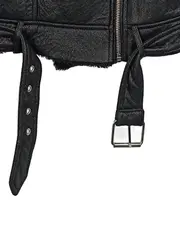 Vorschaubild 3 von TRF Bikerjacke Damen XS Lammfelloptik Schwarz gefüttert Kunstleder