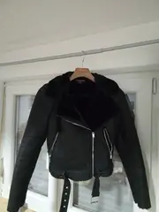 Vorschaubild 5 von TRF Bikerjacke Damen XS Lammfelloptik Schwarz gefüttert Kunstleder