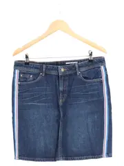 Vorschaubild 1 von EDC Damen Jeansrock Gr. 40/L Blau Casual Gestreift Baumwolle