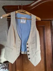 Vorschaubild 2 von Damen Anzugweste Weste Beige Gr. 38 M Klassisch Baumwolle