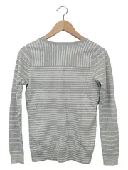 Vorschaubild 2 von Damen Pullover Gr. 38/M Grau Gestreift V-Ausschnitt Langarm