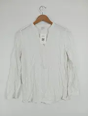 Vorschaubild 2 von Damen Bluse Gr. 38 M Weiß Punkte Casual 3/4-Arm