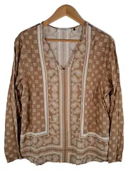 Vorschaubild 1 von Edition Bluse Damen Gr. 40 Paisley Beige V-Ausschnitt