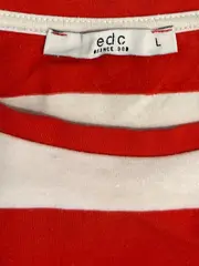 Vorschaubild 3 von edc Damen T-Shirt gestreift Rot Weiß Gr. 40/L Kurzarm Casual