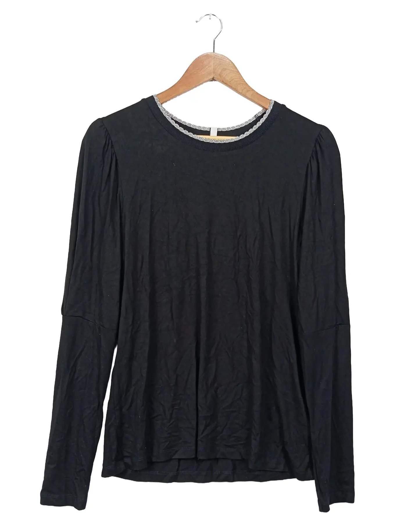 SUMMUM WOMAN Langarmshirt Damen Gr. 40/L Schwarz Casual Oberteil