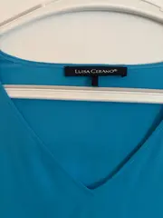 Vorschaubild 2 von Damen Langarmshirt Gr. 44/XXL Türkis Modern V-Ausschnitt