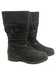 Vorschaubild 1 von Damen Stiefeletten Grau Leder Strickbund Reißverschluss Gr. 40