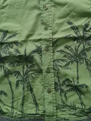 Vorschaubild 2 von Kinder Freizeithemd Kurzarm Gr. 104 Grün Florales Muster Baumwolle