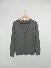 Vorschaubild 2 von Damen Strickjacke Gr. 34 Grau Casual V-Ausschnitt Cardigan