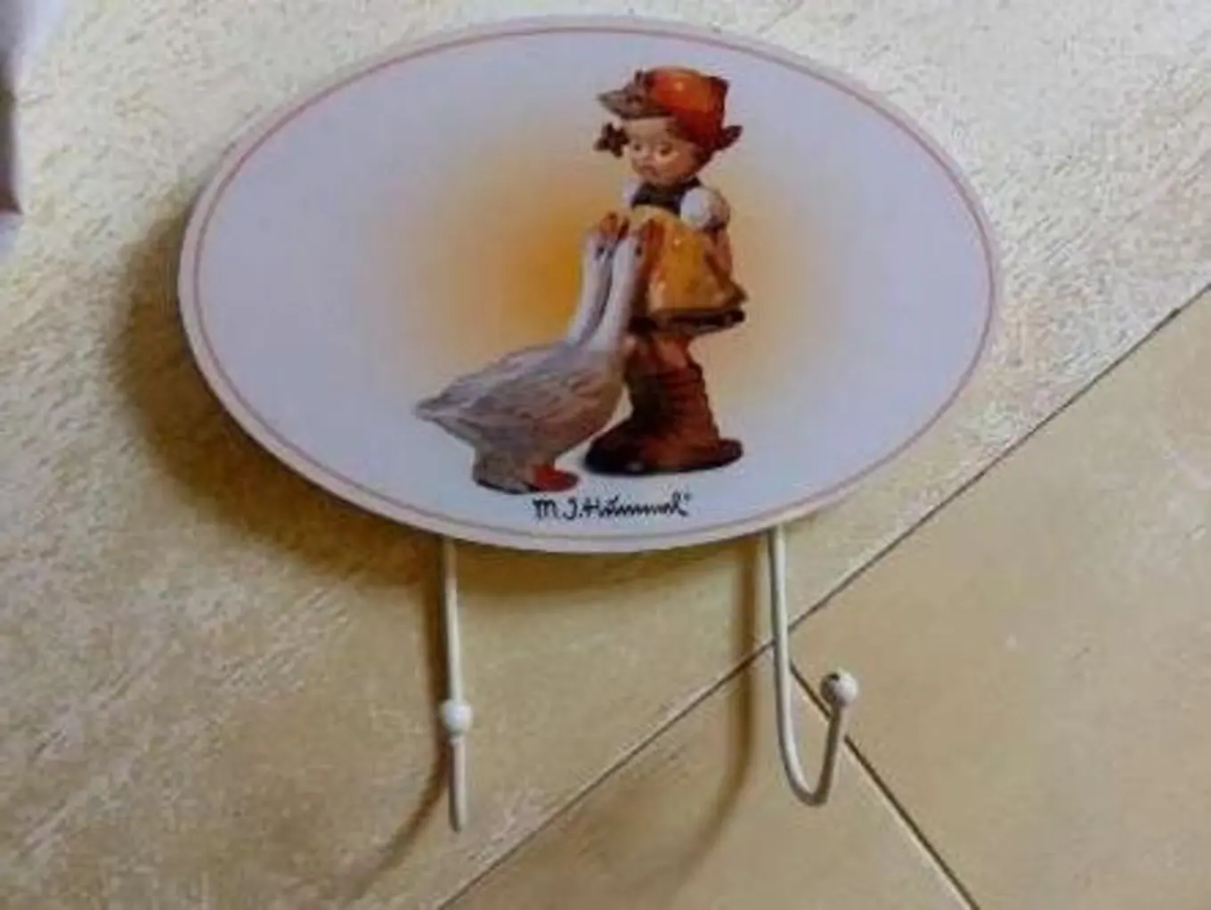 HUMMEL Garderobenleiste Hakenleiste Kinder Gänsemagd Retro Beige 2 Haken