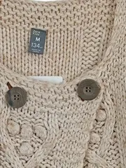 Vorschaubild 3 von Kids Strickjacke Kinder Gr. 134 Beige Casual Zopfstrickmuster