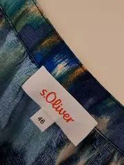 Vorschaubild 3 von Damen Bluse Gr. 46 Blau Abstrakt V-Ausschnitt 3/4-Arm Viskose