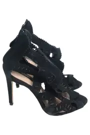 Vorschaubild 1 von Damen Sandaletten Gr. 37 Schwarz Laser Cut Elegant 10.5cm Absatz