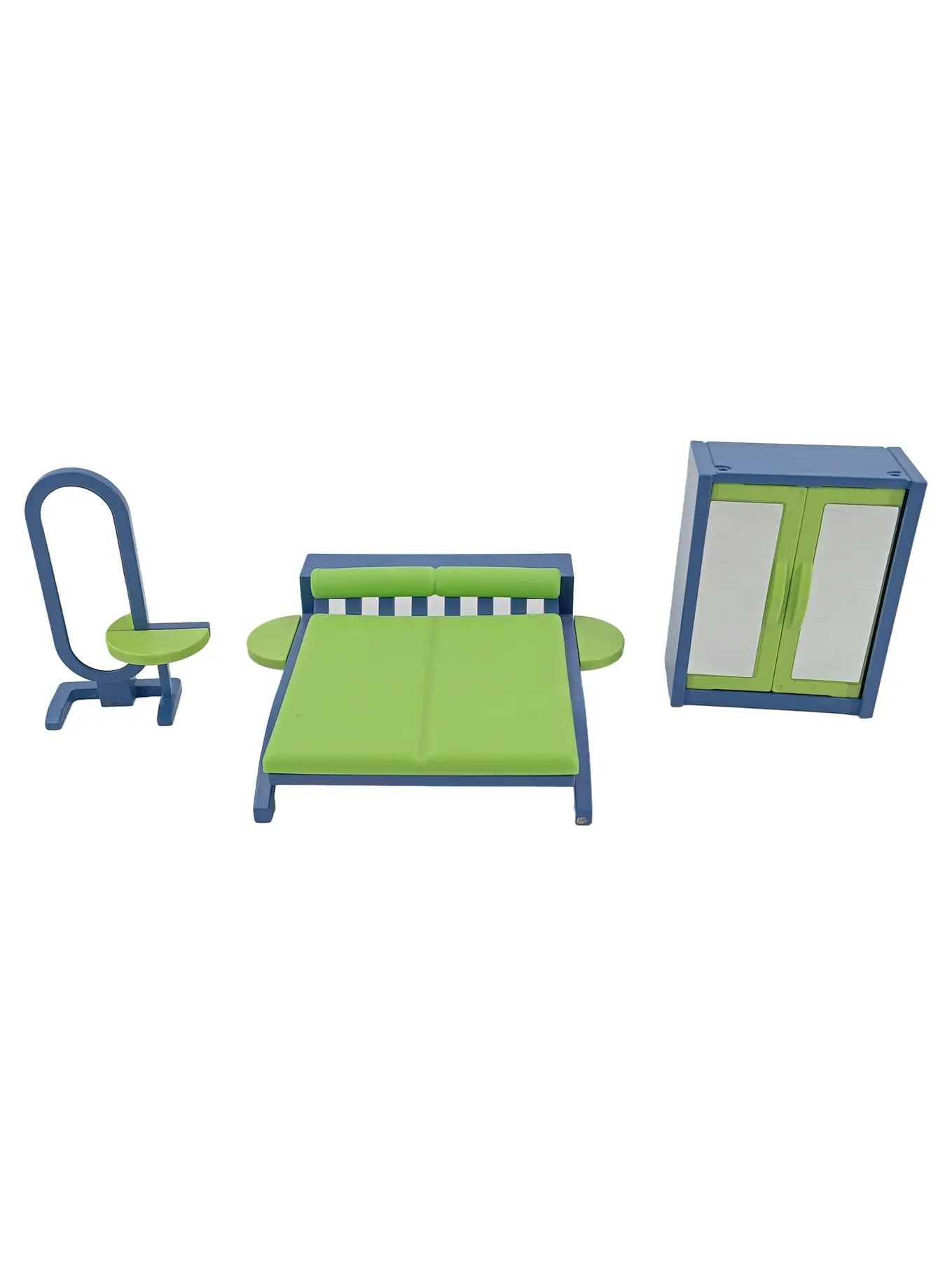 PLAYMOBIL 3967 Schlafzimmer Möbel Set Bett Schrank Spiegel Blau