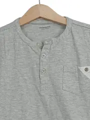 Vorschaubild 3 von Jungen T-Shirt Gr. 150/152 Grau Meliert Henley Kurzarm