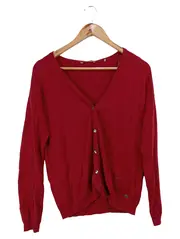 Vorschaubild 1 von Damen Strickjacke Gr. 36/S Rot Klassisch Langarm