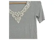 Vorschaubild 3 von EDC Damen T-Shirt Grau Gestreift Häkelkragen XS