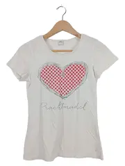 Vorschaubild 1 von Damen T-Shirt Kurzarm Schriftzug Weiß Gr. 38 M Baumwolle Freizeit