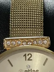 Vorschaubild 3 von Damenuhr Elegant Gold Edelstahl Strass Armbanduhr 22cm