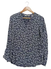 Vorschaubild 1 von Damen Bluse XS Blau Casual Blumenmuster Viskose Langarm