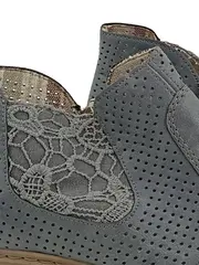 Vorschaubild 2 von Damen Stiefeletten Gr. 37 Grau Casual Lochmuster Reißverschluss