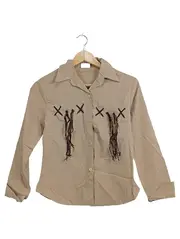 Vorschaubild 1 von Bluse Mädchen Gr. 164 Beige Langarm Fransen Western Casual