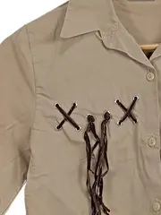 Vorschaubild 2 von Bluse Mädchen Gr. 164 Beige Langarm Fransen Western Casual