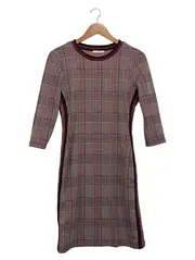 Vorschaubild 1 von Etuikleid Damen Gr. XXS Kariert Grau Rot Jersey